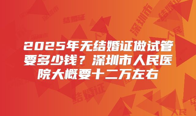 2025年无结婚证做试管要多少钱?深圳市人民医院大概要十二万左右