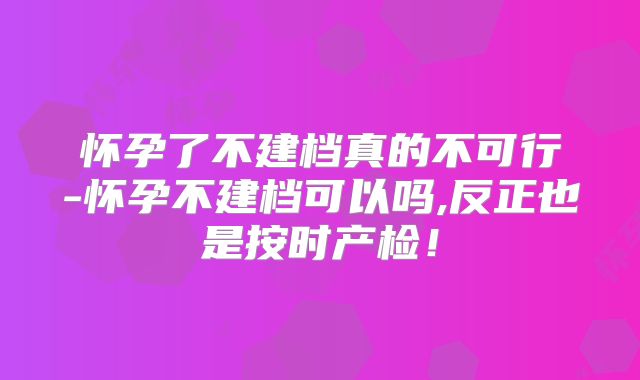 怀孕了不建档真的不可行-怀孕不建档可以吗,反正也是按时产检!