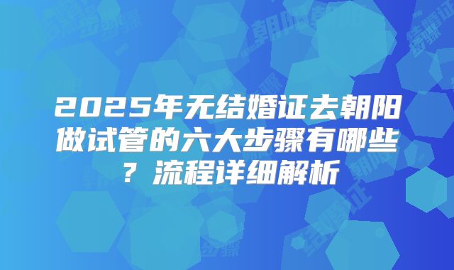 2025年无结婚证去朝阳做试管的六大步骤有哪些?流程详细解析