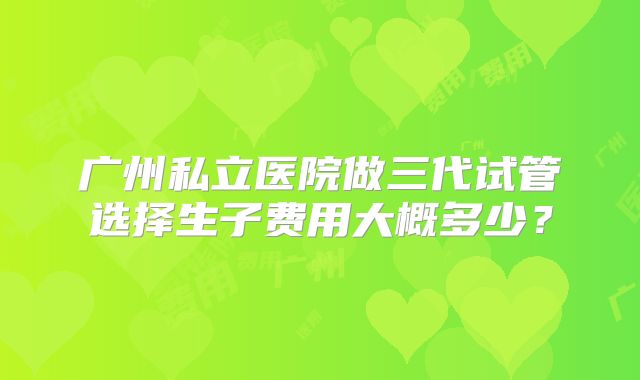 广州私立医院做三代试管选择生子费用大概多少？