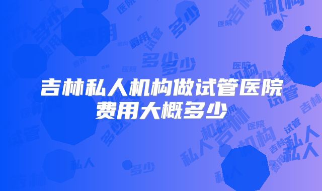 吉林私人机构做试管医院费用大概多少