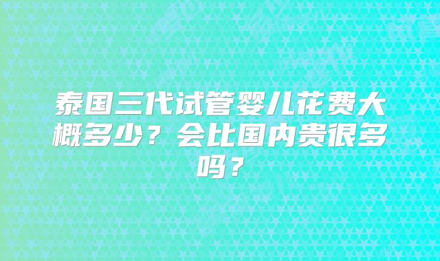泰国三代试管婴儿花费大概多少？会比国内贵很多吗？