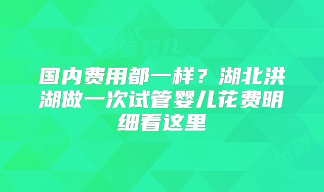 国内费用都一样?湖北洪湖做一次试管婴儿花费明细看这里
