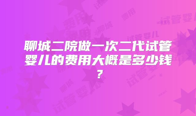 聊城二院做一次二代试管婴儿的费用大概是多少钱？