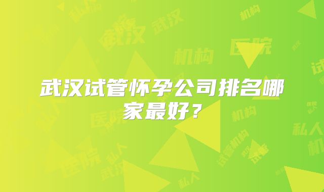 武汉试管怀孕公司排名哪家最好？