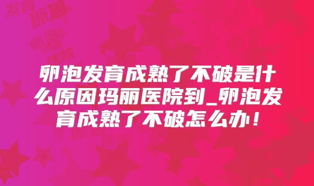 卵泡发育成熟了不破是什么原因玛丽医院到_卵泡发育成熟了不破怎么办！