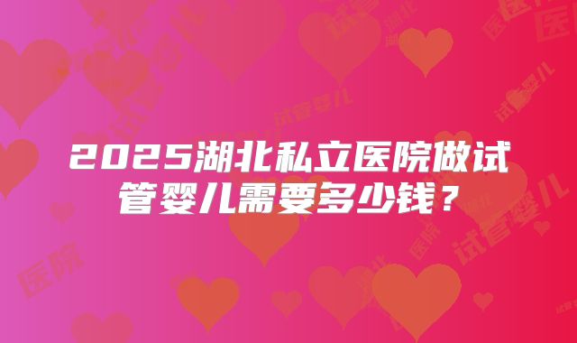 2025湖北私立医院做试管婴儿需要多少钱?