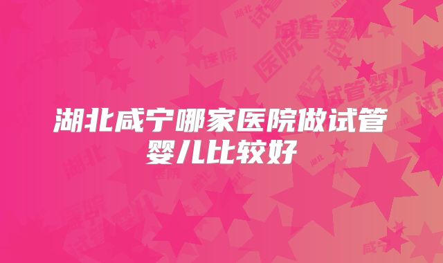 湖北咸宁哪家医院做试管婴儿比较好