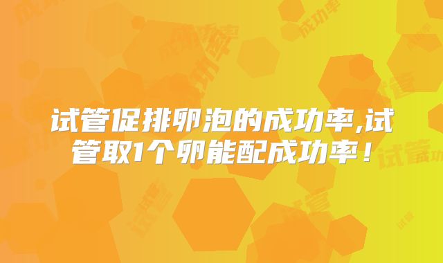 试管促排卵泡的成功率,试管取1个卵能配成功率！