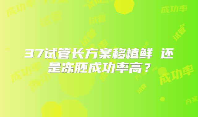 37试管长方案移植鲜肧还是冻胚成功率高？
