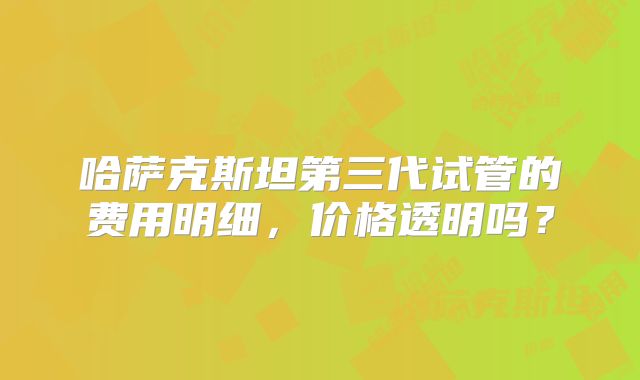 哈萨克斯坦第三代试管的费用明细,价格透明吗?