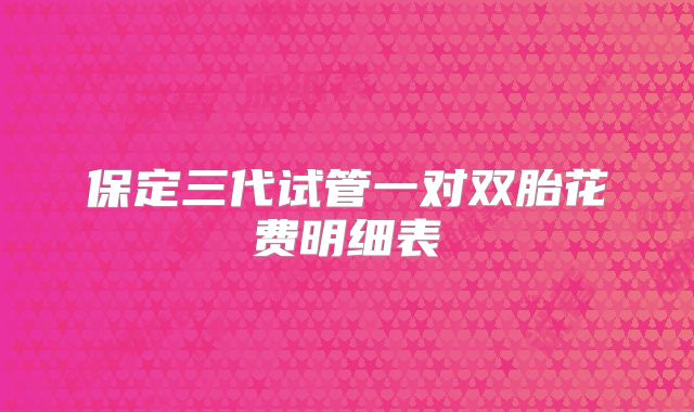 保定三代试管一对双胎花费明细表