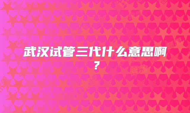 武汉试管三代什么意思啊？