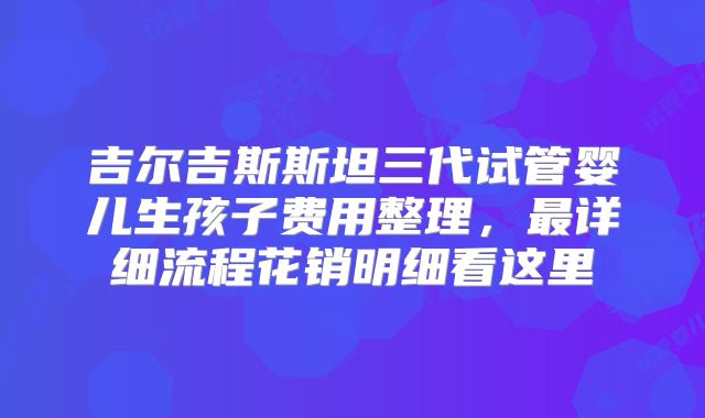 吉尔吉斯斯坦三代试管婴儿生孩子费用整理,最详细流程花销明细看这里