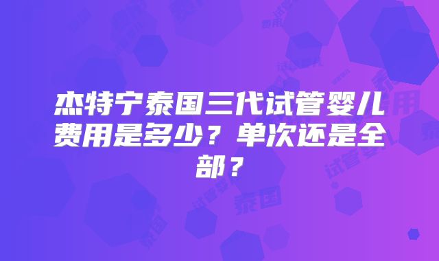 杰特宁泰国三代试管婴儿费用是多少？单次还是全部？