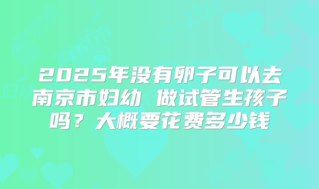 2025年没有卵子可以去南京市妇幼 做试管生孩子吗？大概要花费多少钱