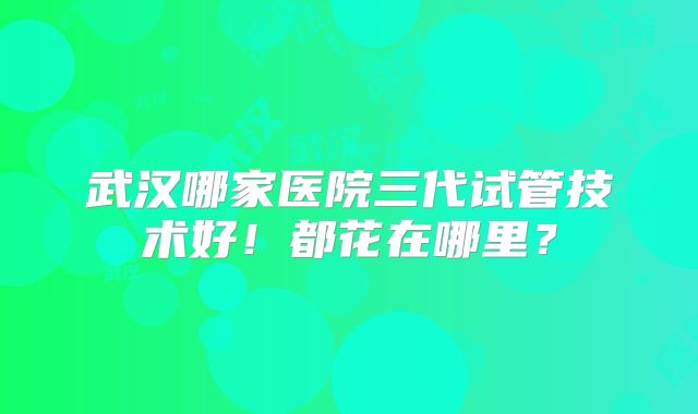 武汉哪家医院三代试管技术好！都花在哪里？
