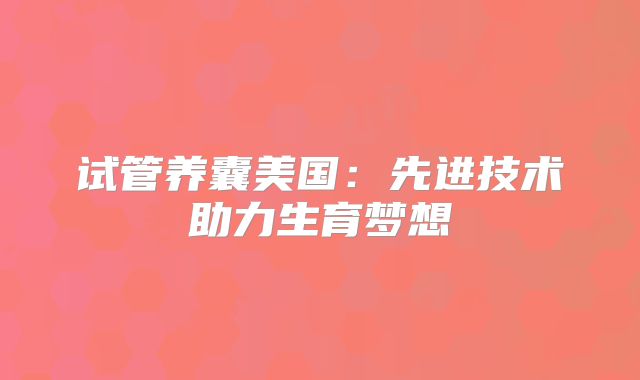 试管养囊美国：先进技术助力生育梦想