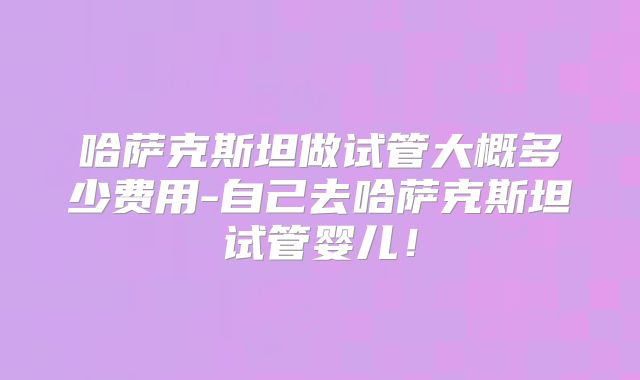 哈萨克斯坦做试管大概多少费用-自己去哈萨克斯坦试管婴儿！
