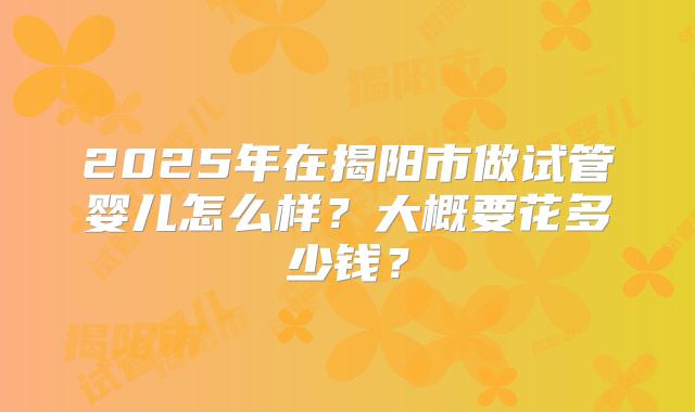 2025年在揭阳市做试管婴儿怎么样？大概要花多少钱？