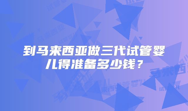到马来西亚做三代试管婴儿得准备多少钱？