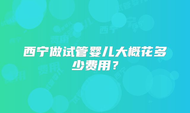 西宁做试管婴儿大概花多少费用？