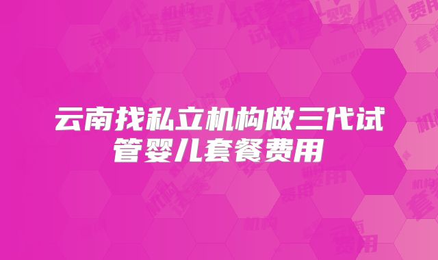 云南找私立机构做三代试管婴儿套餐费用