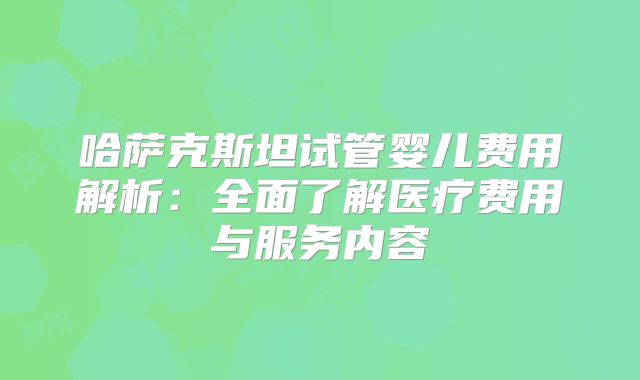 哈萨克斯坦试管婴儿费用解析：全面了解医疗费用与服务内容