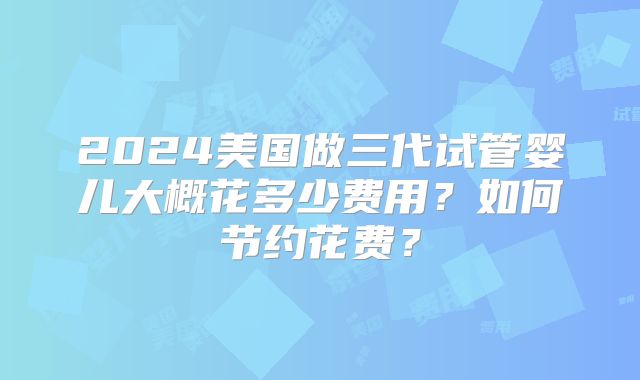 2024美国做三代试管婴儿大概花多少费用？如何节约花费？