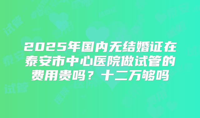 2025年国内无结婚证在泰安市中心医院做试管的费用贵吗？十二万够吗