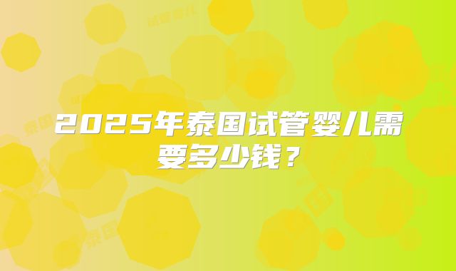 2025年泰国试管婴儿需要多少钱？