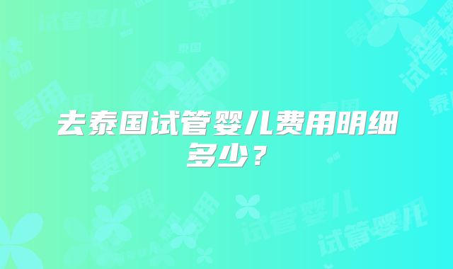 去泰国试管婴儿费用明细多少？
