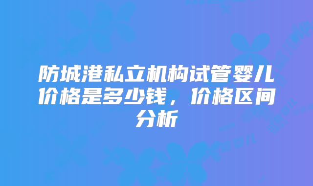防城港私立机构试管婴儿价格是多少钱，价格区间分析