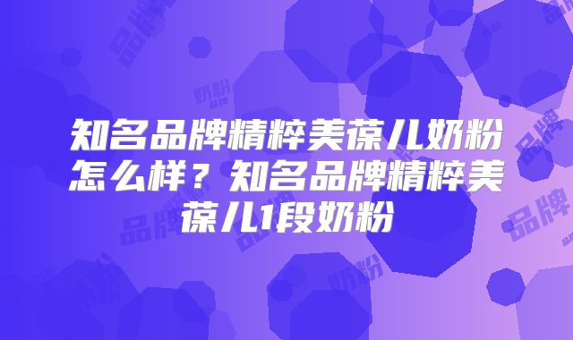 知名品牌精粹美葆儿奶粉怎么样？知名品牌精粹美葆儿1段奶粉