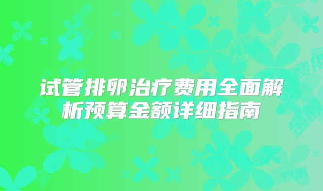 试管排卵治疗费用全面解析预算金额详细指南