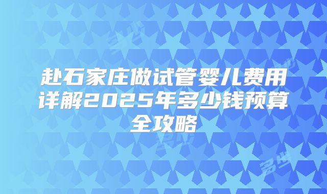 赴石家庄做试管婴儿费用详解2025年多少钱预算全攻略
