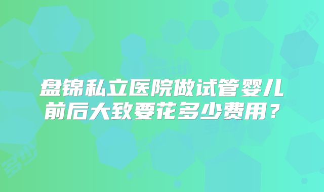 盘锦私立医院做试管婴儿前后大致要花多少费用？