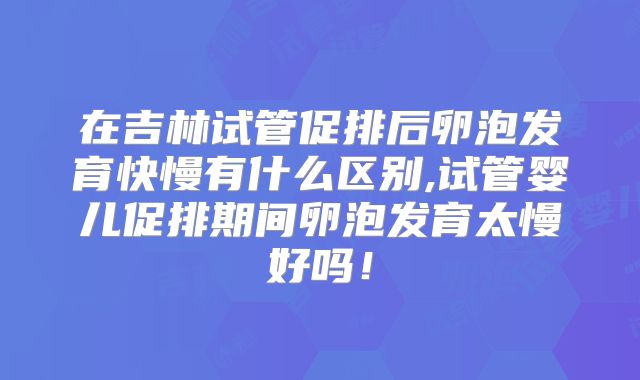 在吉林试管促排后卵泡发育快慢有什么区别,试管婴儿促排期间卵泡发育太慢好吗!