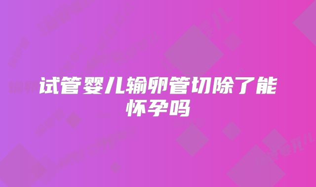 试管婴儿输卵管切除了能怀孕吗