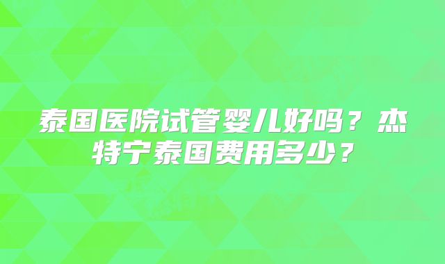 泰国医院试管婴儿好吗?杰特宁泰国费用多少?