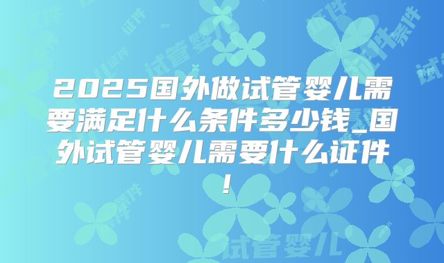 2025国外做试管婴儿需要满足什么条件多少钱_国外试管婴儿需要什么证件!