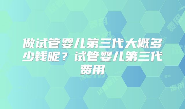 做试管婴儿第三代大概多少钱呢？试管婴儿第三代费用