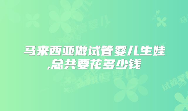 马来西亚做试管婴儿生娃,总共要花多少钱