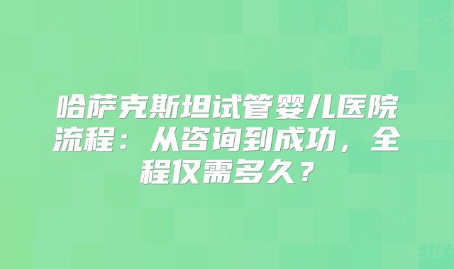 哈萨克斯坦试管婴儿医院流程：从咨询到成功，全程仅需多久？