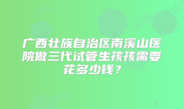 广西壮族自治区南溪山医院做三代试管生孩孩需要花多少钱？