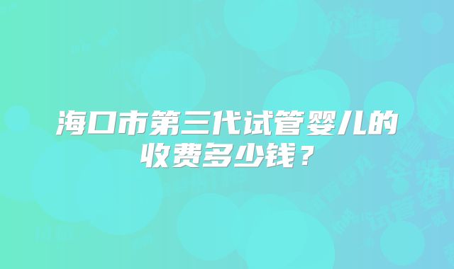 海口市第三代试管婴儿的收费多少钱？