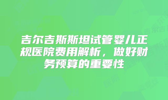 吉尔吉斯斯坦试管婴儿正规医院费用解析，做好财务预算的重要性