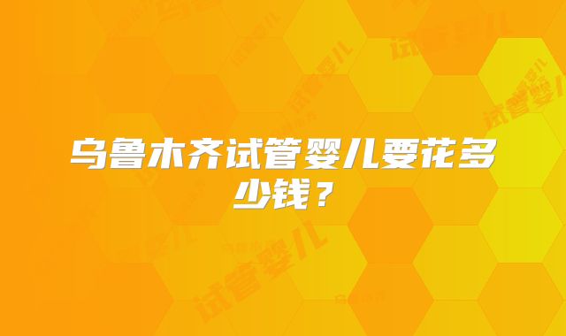 乌鲁木齐试管婴儿要花多少钱？