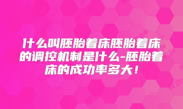 什么叫胚胎着床胚胎着床的调控机制是什么-胚胎着床的成功率多大!