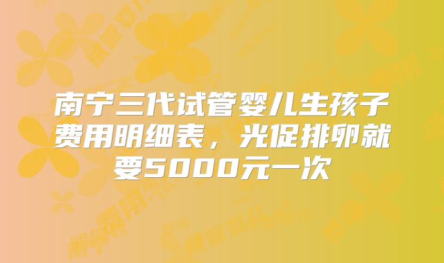 南宁三代试管婴儿生孩子费用明细表，光促排卵就要5000元一次